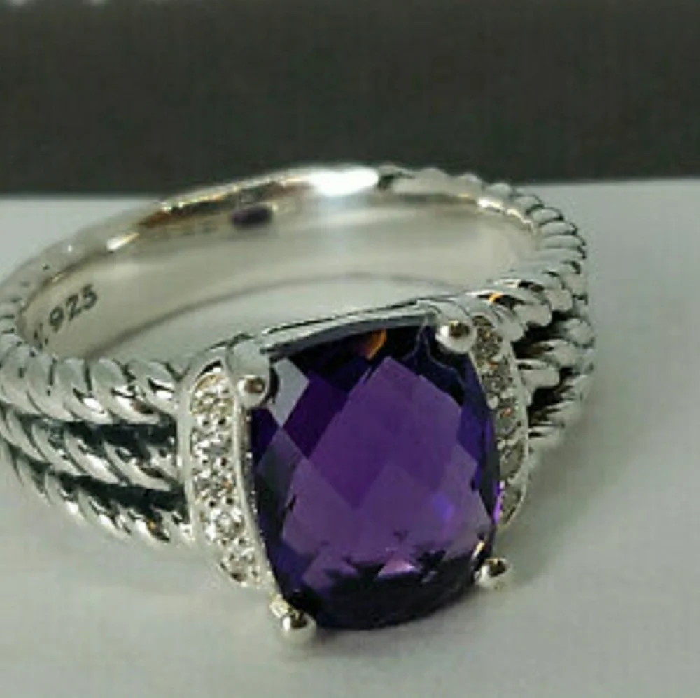 David Yurman Purple Amethyst Wheaton Petite Ring Size 7 - Picture 3 of 16